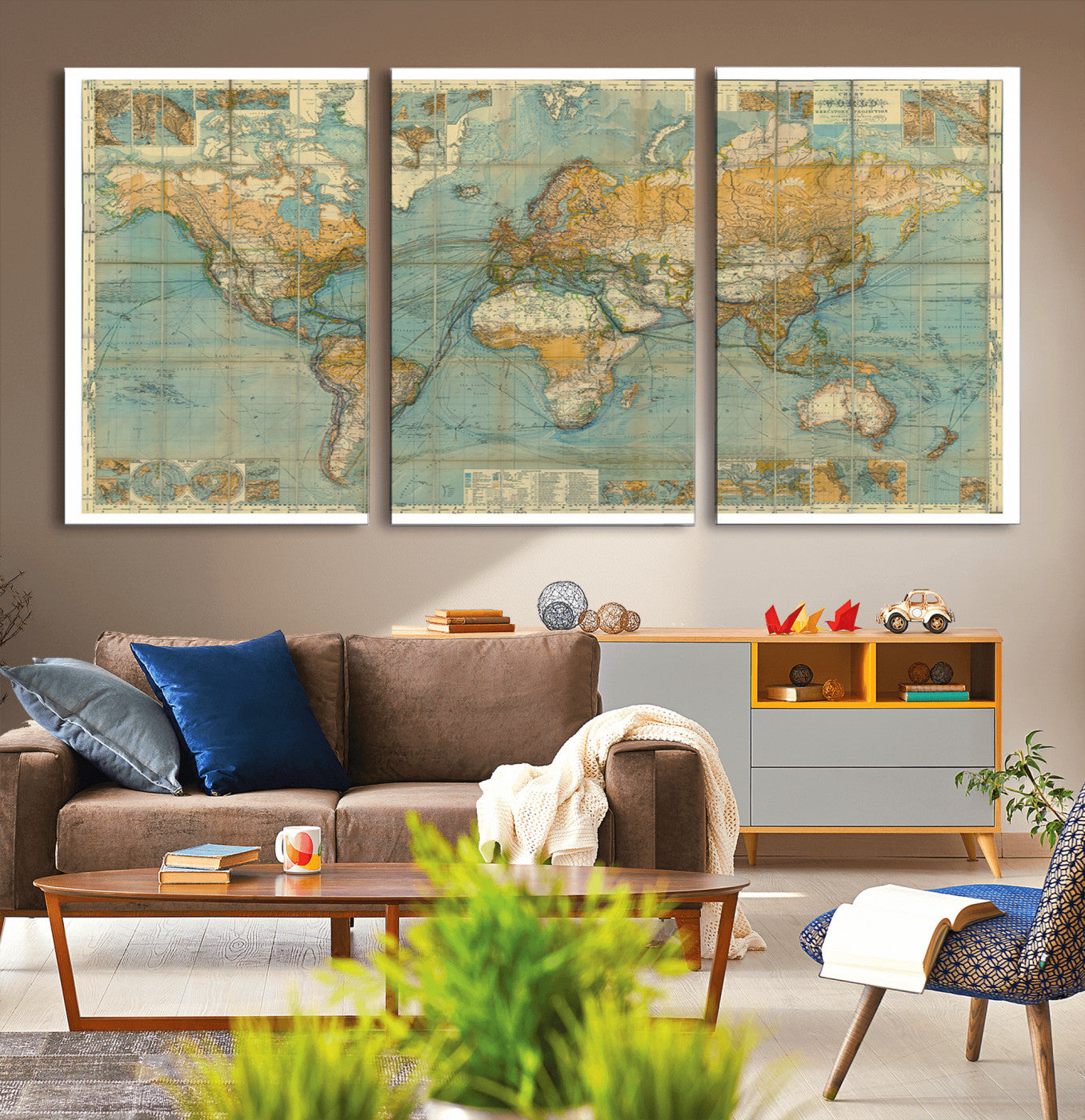 10247-MGV-CV-36X24-Push Pin World Map Canvas Print – Travel Tracker Wall Art for Couples, Perfect Anniversary Gift for Home or Office Decor