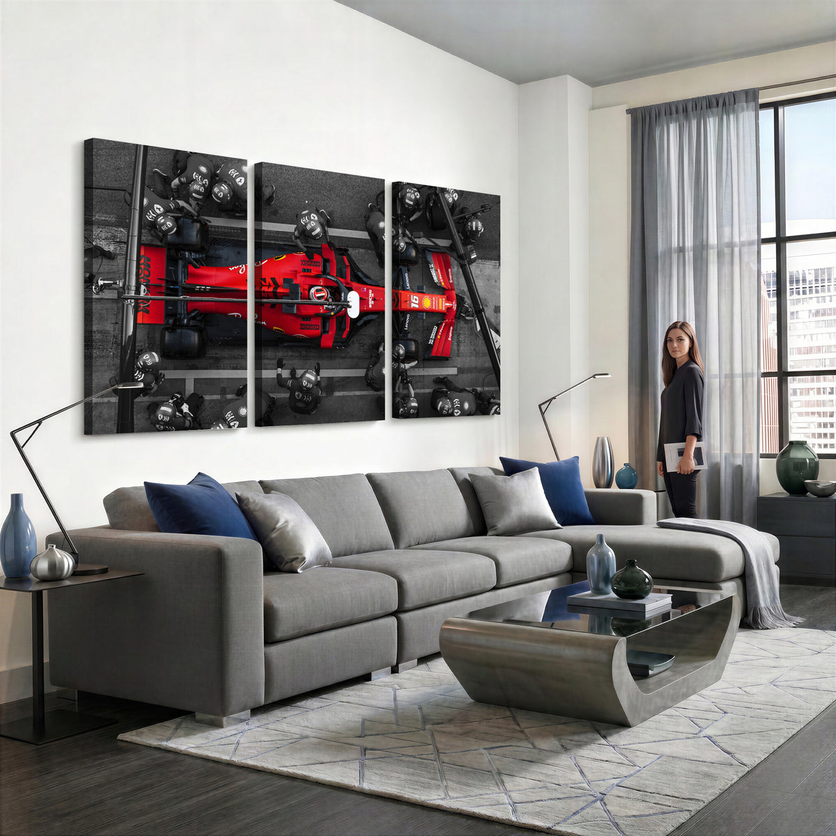 99356-MGV-CV-36X24 - Ferrari Pit Stop Canvas Wall Art | Precision and Speed