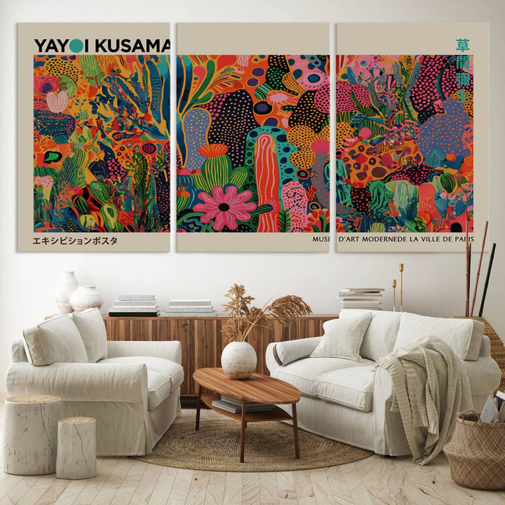 Framed Yayoi Kusama 1986 Wall Art Print adds contemporary style.