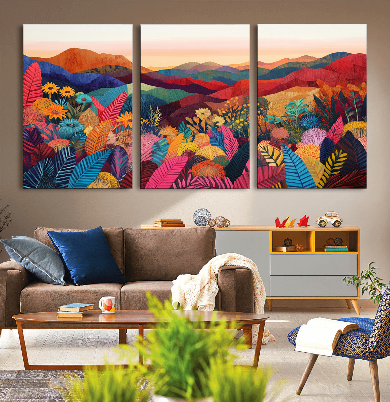 MGV-CV-60X30-3P - YAYOI KUSAMA Abstract Print - Landscape Canvas Wall Art Print - Vibrant Modern Decor for Living