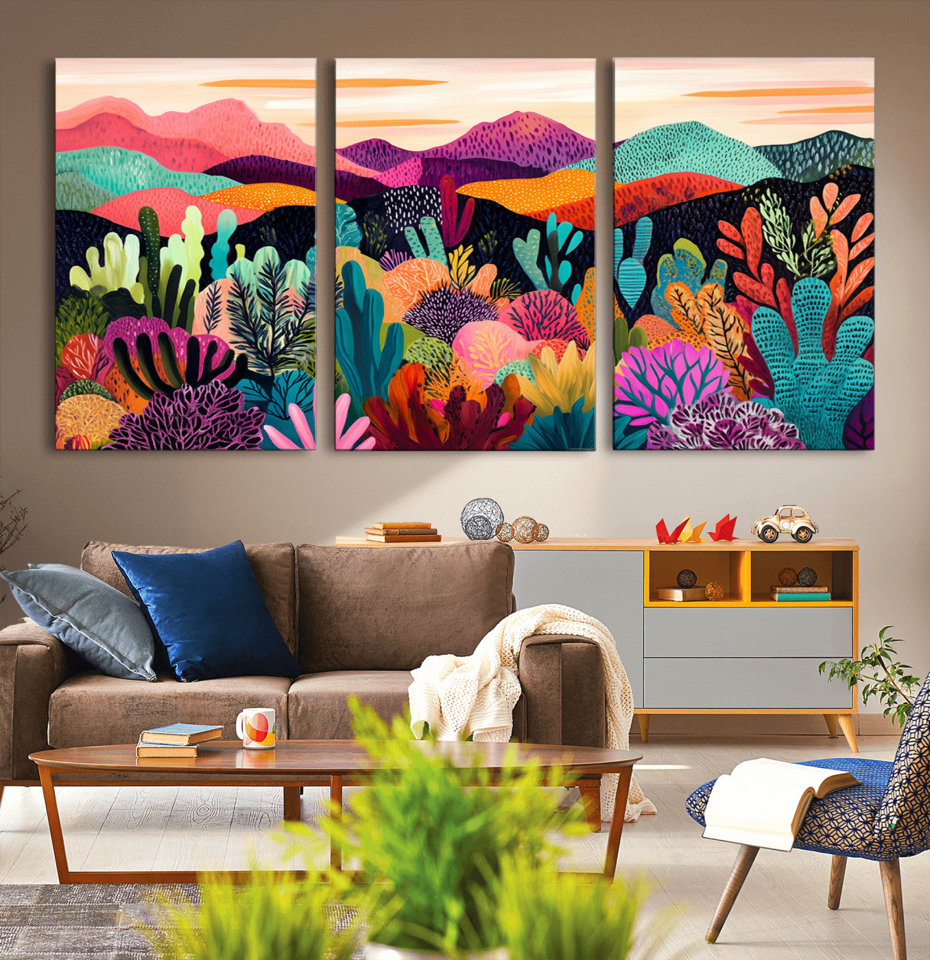 MGV-CV-60X30-3P - Abstract Kusama Print - Landscape Canvas Wall Art Print - Vibrant Modern Decor for Living Room,