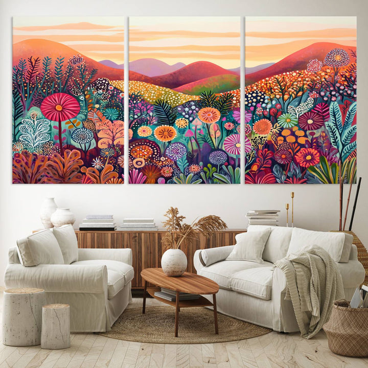 Yayoi Kusama 1986 Wall Art Print – Yayoi Kusama Wabi Sabi Japanese Wall Art Print - Vibrant Abstract Landscape Canvas