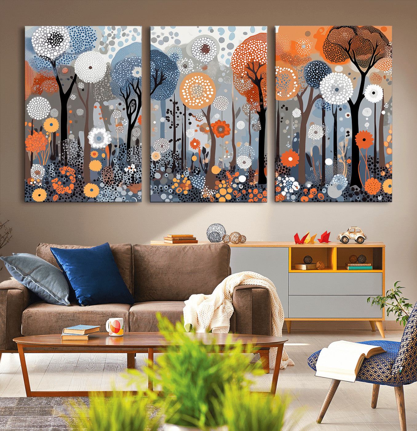 48857-MGV-CV-36X24-Abstract Winter Landscape Canvas Wall Art Print - Large Colorful Nature Wall Decor