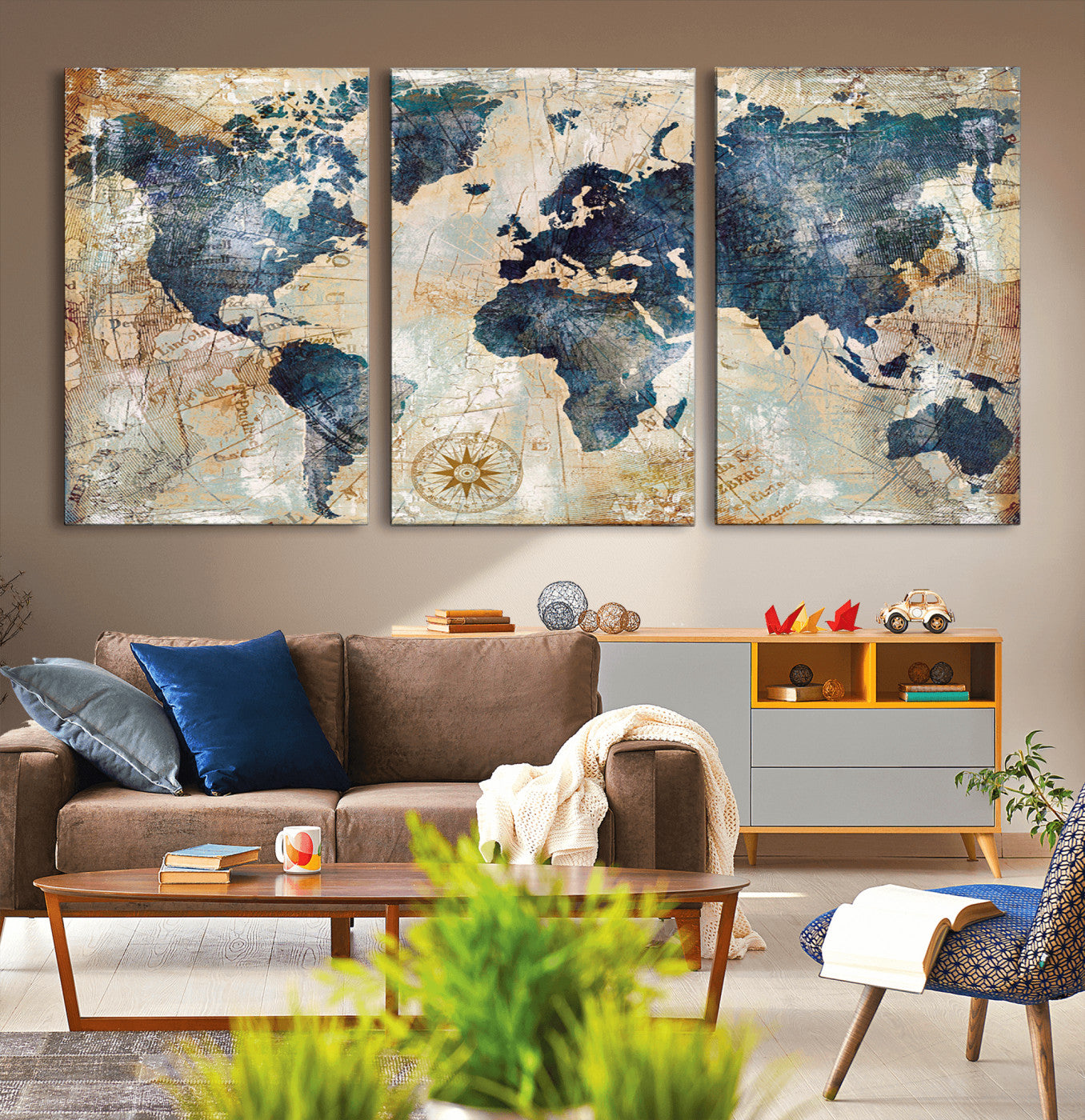 MGV-CV-60X30-3P - Push Pin World Map Canvas Print – Framed Wall Art for Couples to Track Their Travels – Anniversary