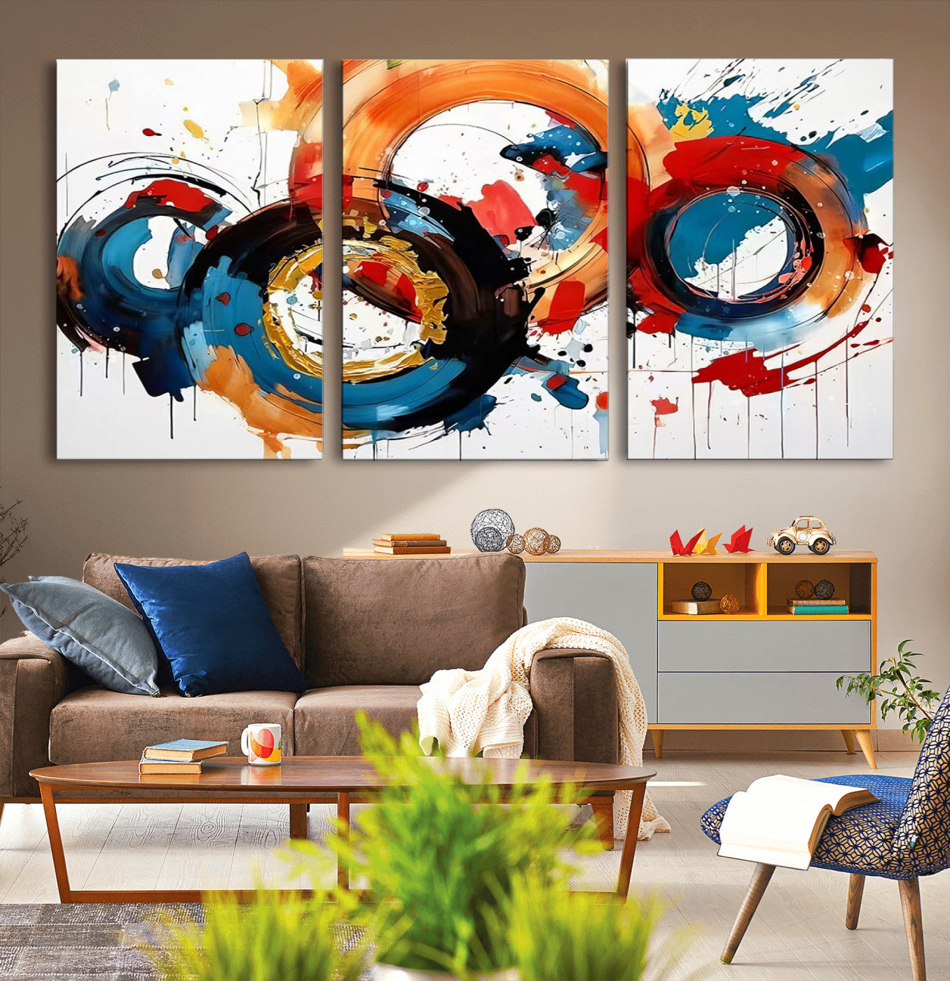 MGV-CV-60X30-3P - Abstract Wall Art, Rings Wall Art Canvas Print