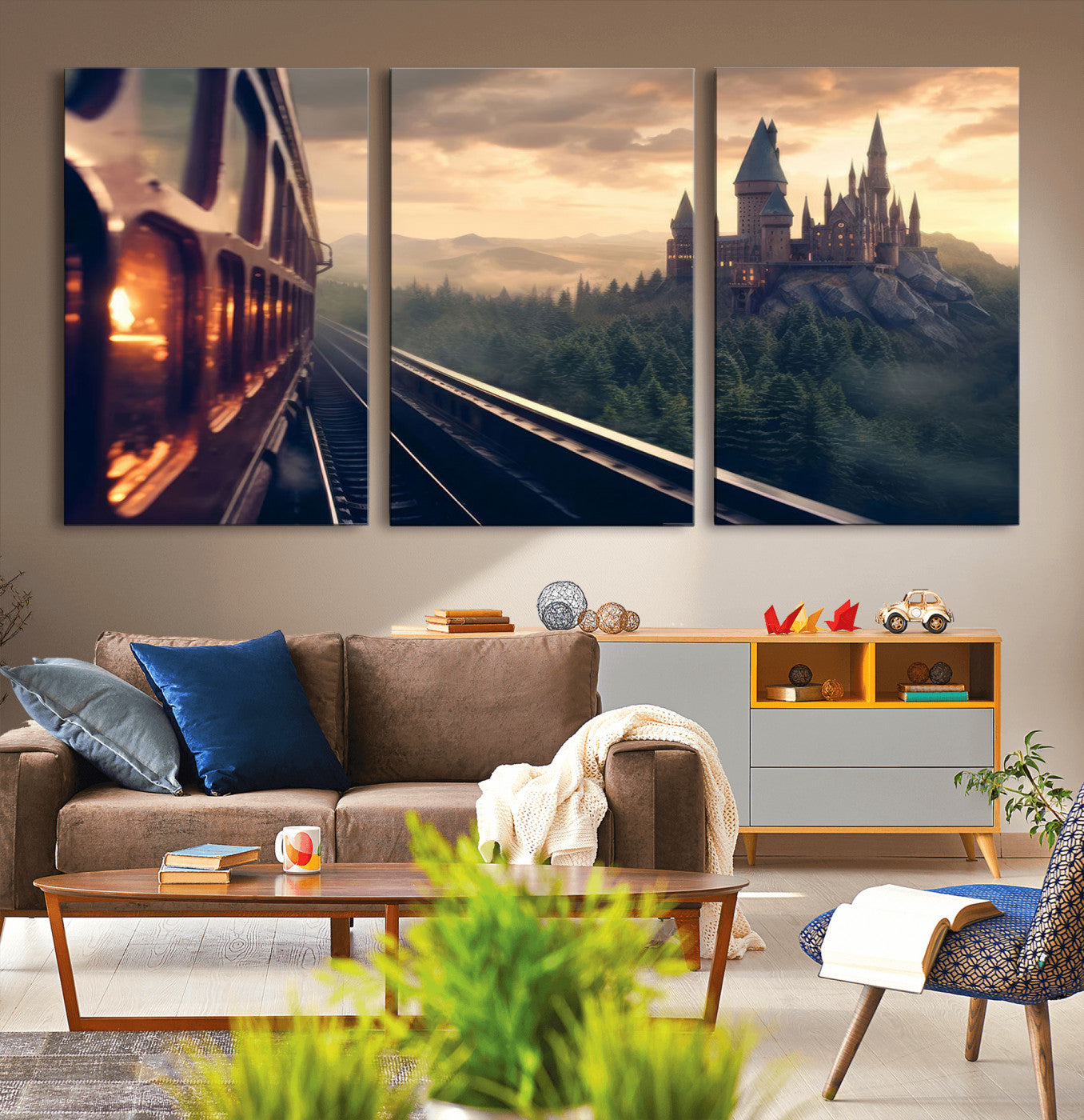 MGV-CV-60X30-3P - Harry Castle Wall Art Canvas Print, Wizard School Wall Art Print, Movie Wall Art Print