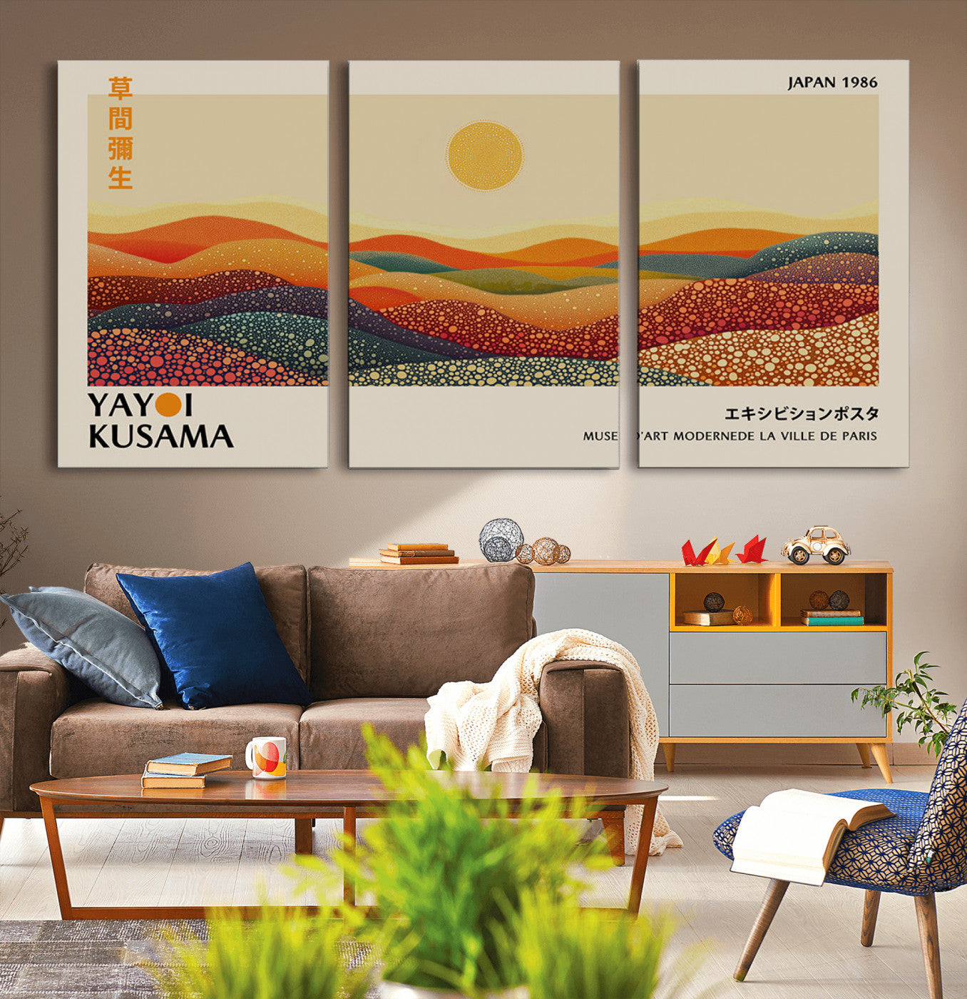 MGV-CV-60X30-3P - Yayoi Kusama Art Print Wall Decor – Yayoi Kusama Wabi Sabi Japanese Wall Art Print - Vibrant