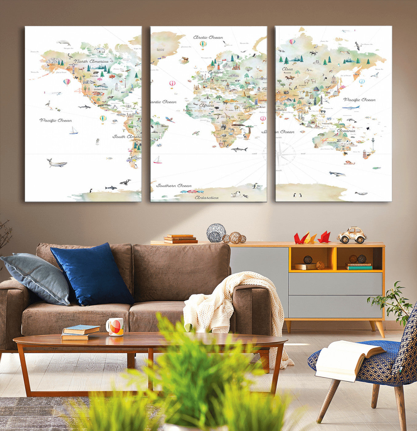 MGV-CV-60X30-3P - Push Pin World Map Canvas Print – Framed Wall Art for Couples to Track Their Travels – Anniversary