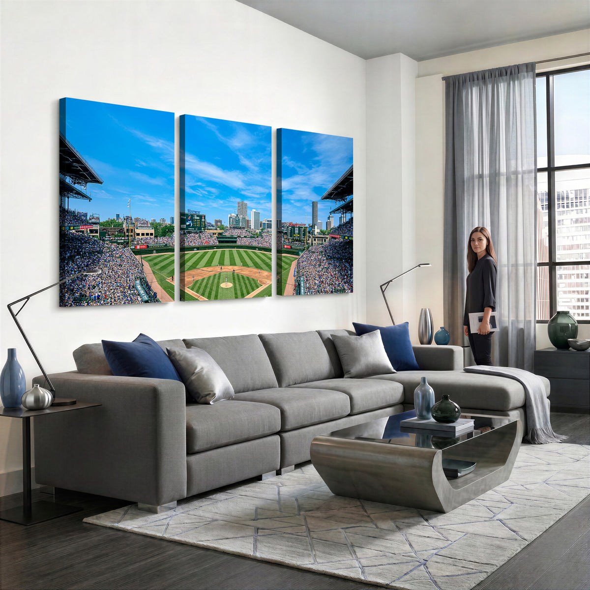 32373-MGV-CV-36X24 - Wrigley Field Chicago Cubs Panoramic Art Multi-Piece Canvas