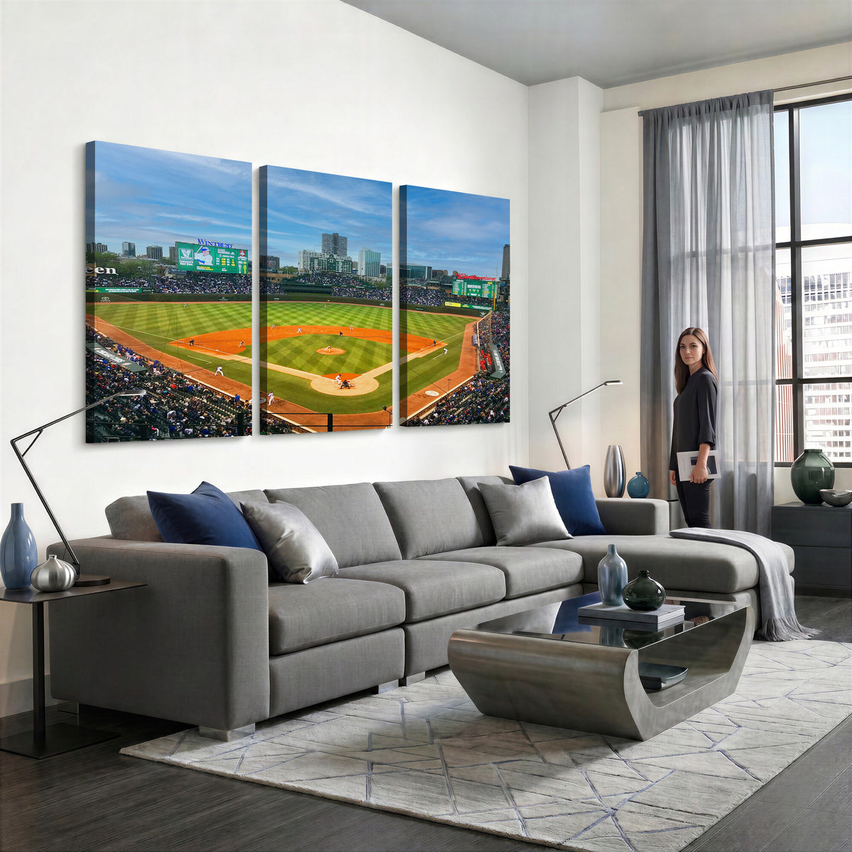 86839-MGV-CV-36X24 - Wrigley Field Chicago Cubs Panoramic Canvas Print