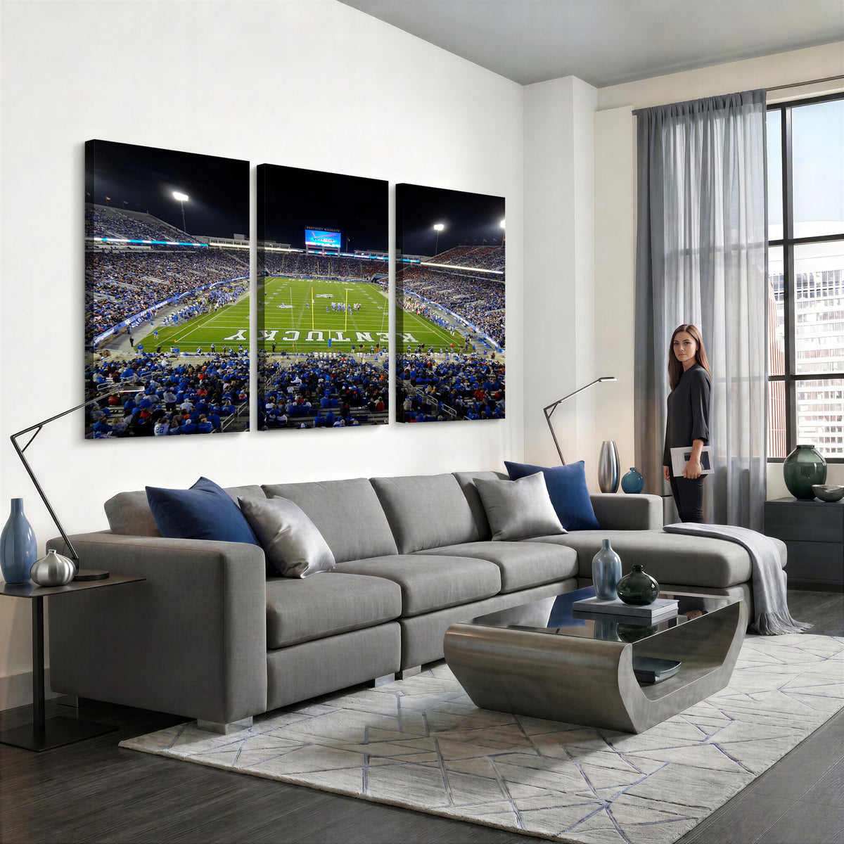 14304-MGV-CV-36X24 - Kroger Field Canvas Wall Art, Kentucky Stadium Wall Art, Framed and Ready to Hang