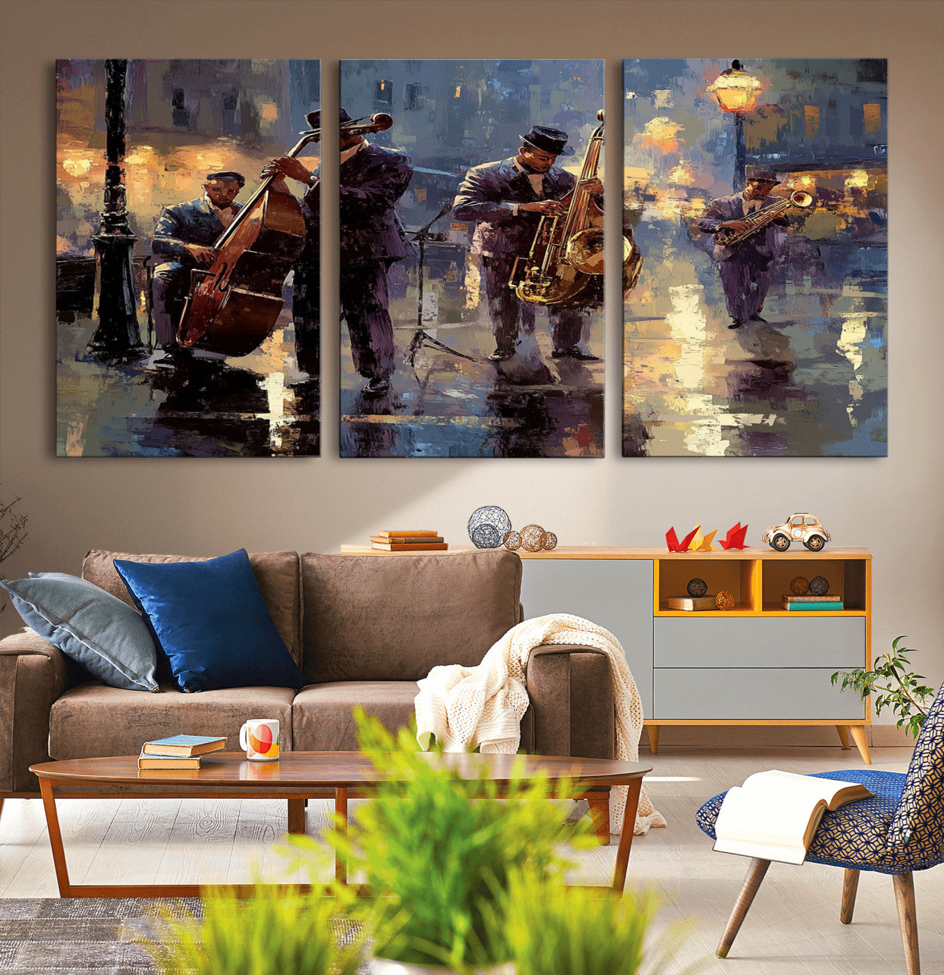 79232-MGV-CV-36X24-Afro Abstract Jazz Music Canvas Print - African American Wall Art - Colorful Framed Afro Abstract