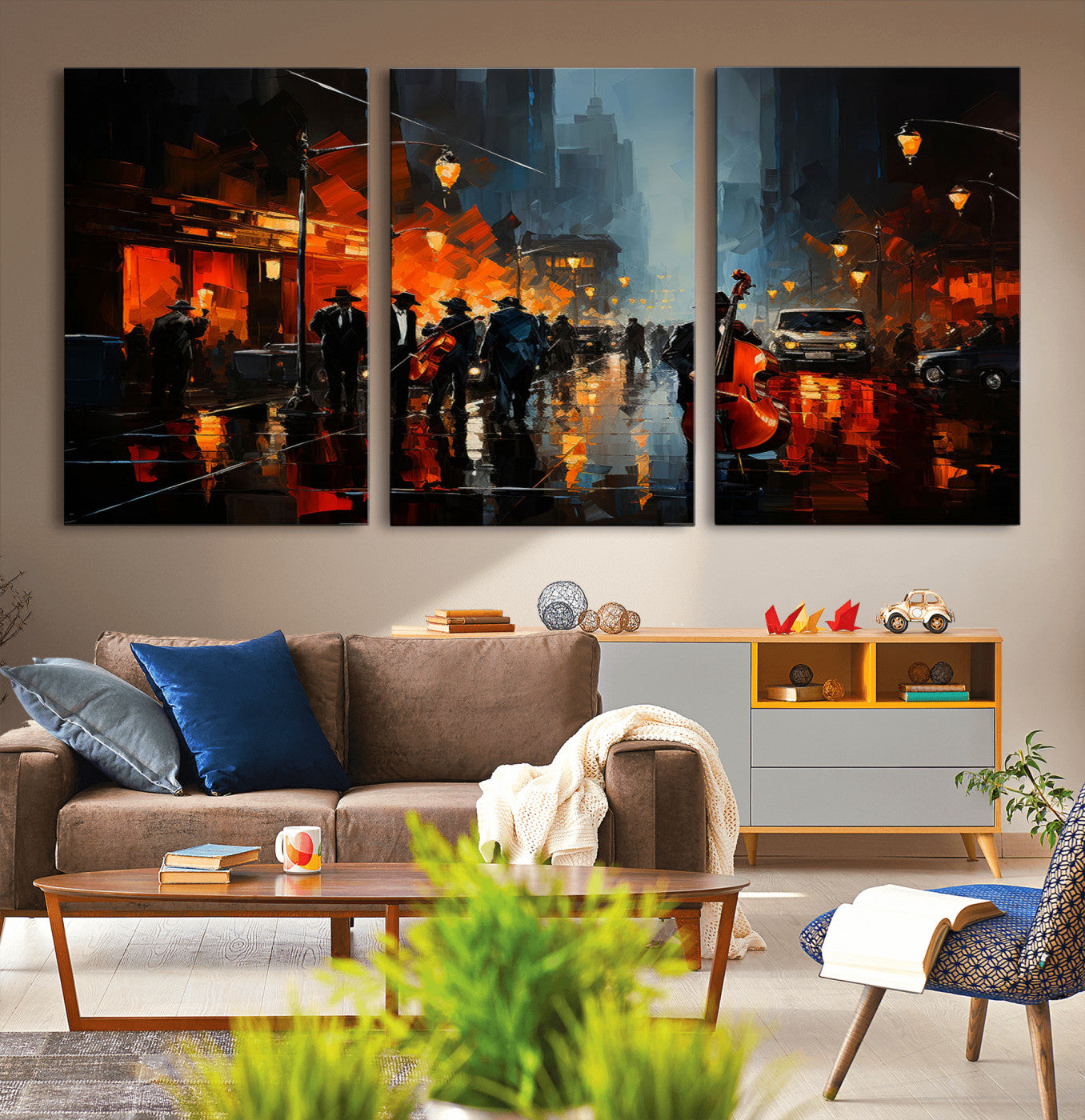 MGV-CV-60X30-3P - Winston Porter Jazz Wall Art - African American Music Canvas - Abstract Colorful Music Art - Framed