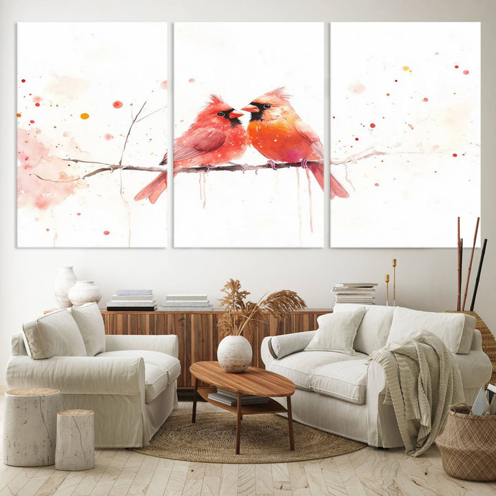 The Cardinal Bird Canvas Wall Art adds vibrant wildlife art to the wall.