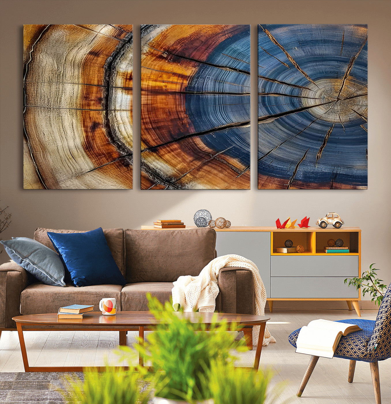 18032999-MGV-CV-30X20-Wood Grain Canvas Wall Art - Framed Abstract Tree Ring Framed Wall Art, Wood Grain Canvas Wall Decor, Minimalist Home Canvas Art