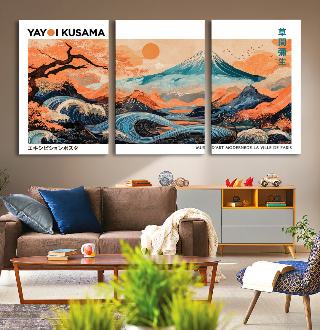 Yayoi Kusama 1986 Wall Art Print – Yayoi Kusama Wabi Sabi Japanese Wall Art Print - Vibrant Abstract Landscape Canvas – Ready-to-Hang Print