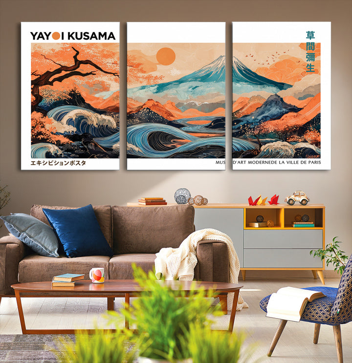 Yayoi Kusama 1986 Wall Art Print – Yayoi Kusama Wabi Sabi Japanese Wall Art Print - Vibrant Abstract Landscape Canvas – Ready-to-Hang Print