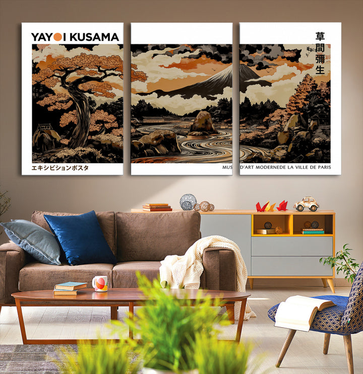 Modern Japanese Wall Art Print Yayoi Kusama Canvas Wall Art Abstract Mount Fuji Canvas Print Japanese Landscape Art Printing