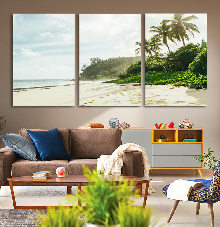 Relaxing Beach Wall Art Canvas Print, Framed Ocean View Art Picture Print, Coastal Serenity Perfect Tropical Coastal Decor Artwork