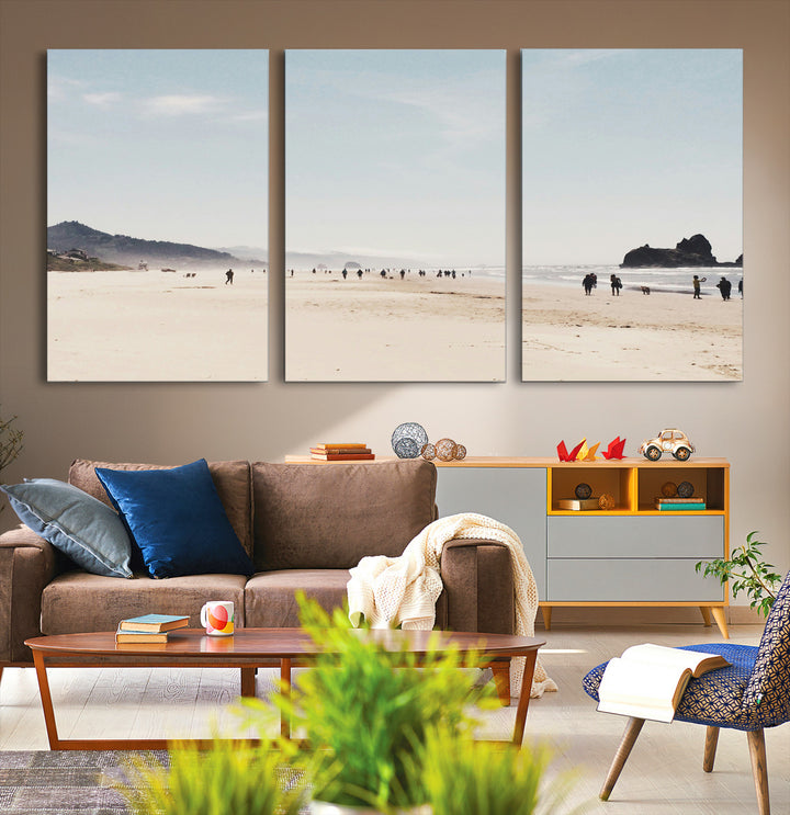 Minimalist Beach Wall Art Canvas Print, Framed Coastal Serenity Art Picture Print, Soft Sand Perfect Coastal Decor Artwork