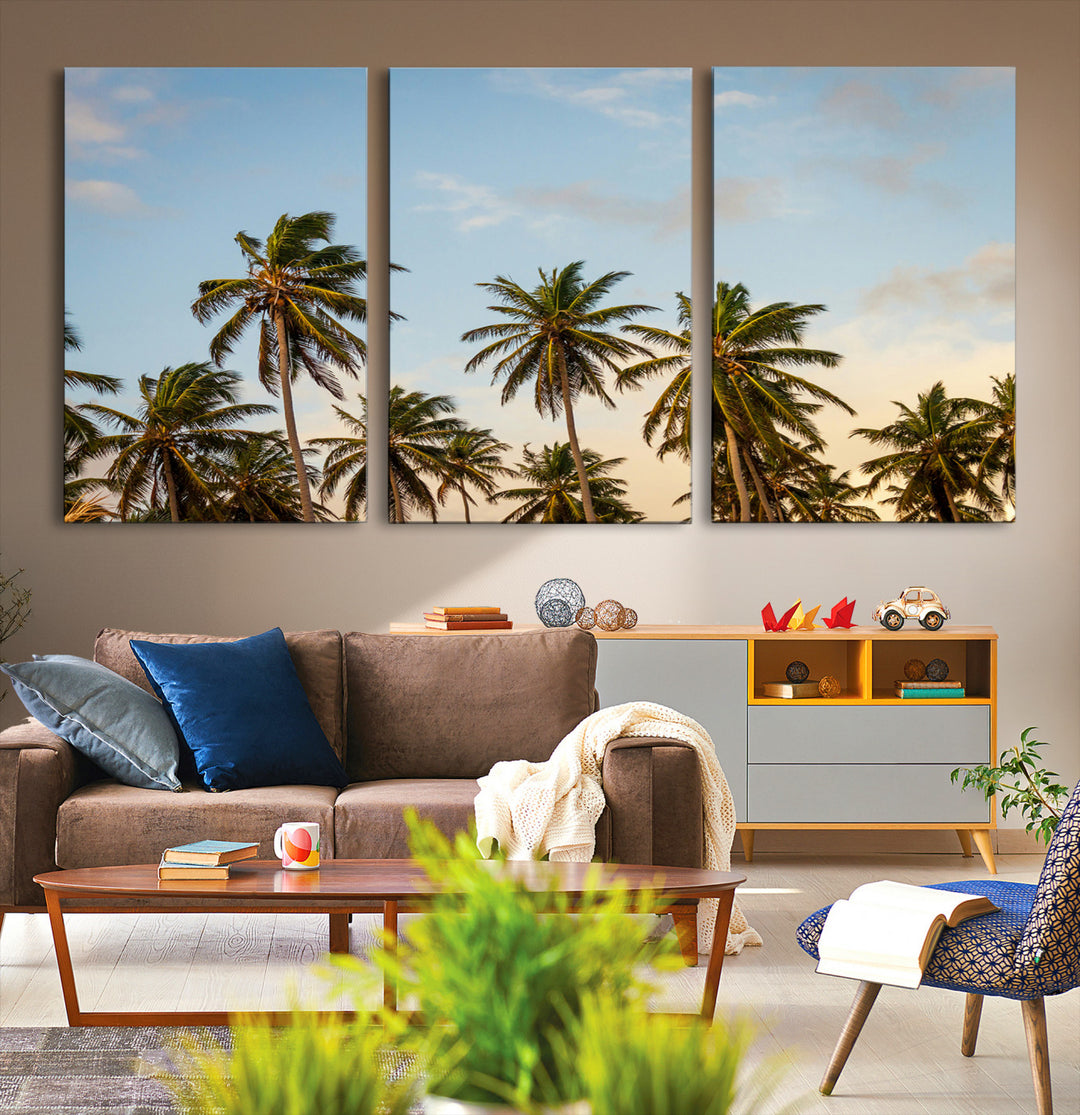 Palms Wall Art Canvas Print, Framed Tropical Art Picture Print, Coastal Perfect Coastal Decor Artwork