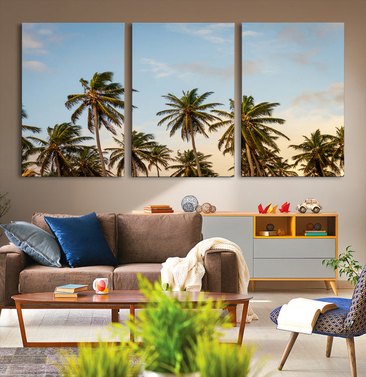 Palms Wall Art Canvas Print, Framed Tropical Art Picture Print, Coastal Perfect Coastal Decor Artwork