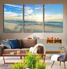 20708696-MGV-CV-36X24-Minimalist Seaside Morning Glow Art Canvas Print, Golden Reflections Perfect Coastal Minimalist Decor Artwork