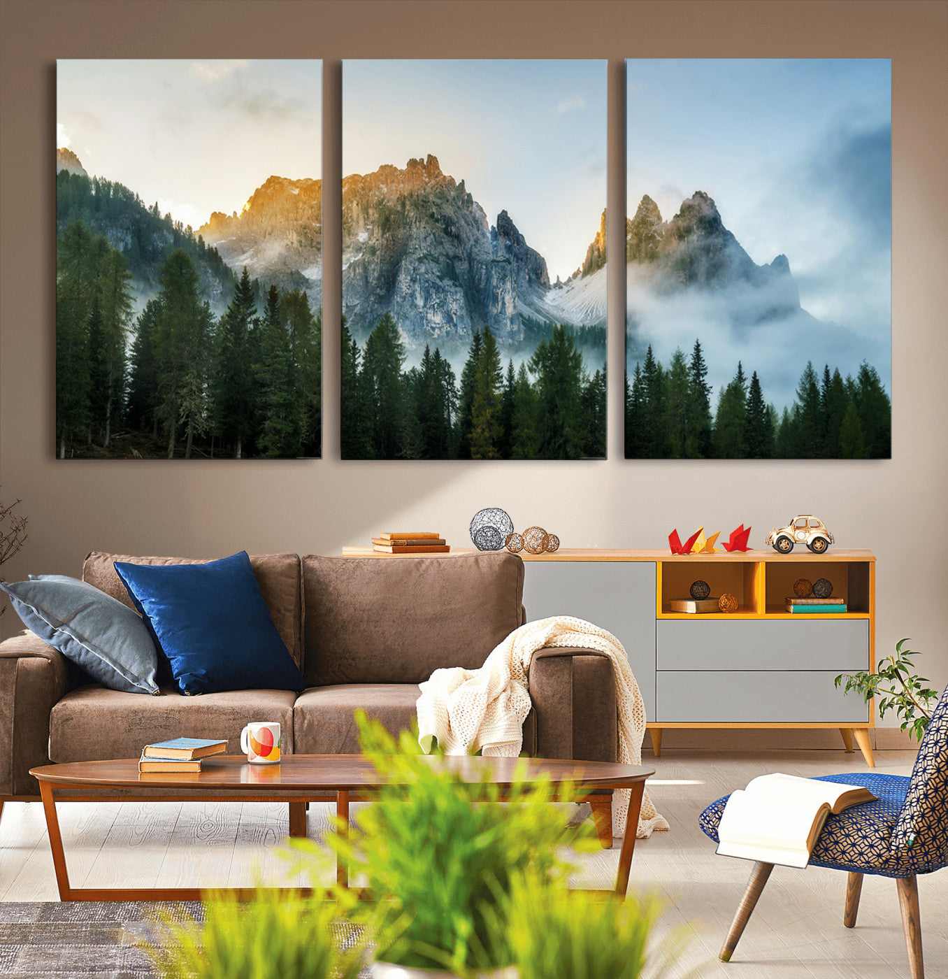 21145440-MGV-CV-36X24-Wilderness Wall Art Canvas Print – Misty Forest Nature Landscape Photography Rustic Scenic Artwork for Home, Office