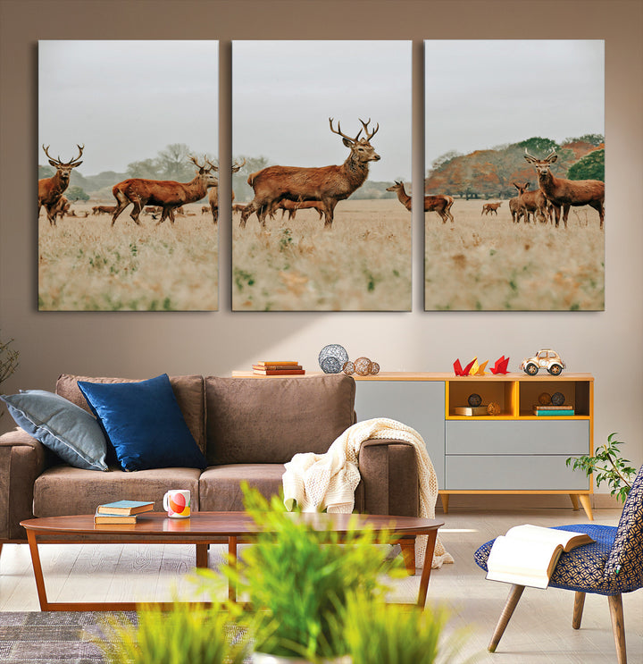 Rustic Deer Print Wall Art Canvas Print