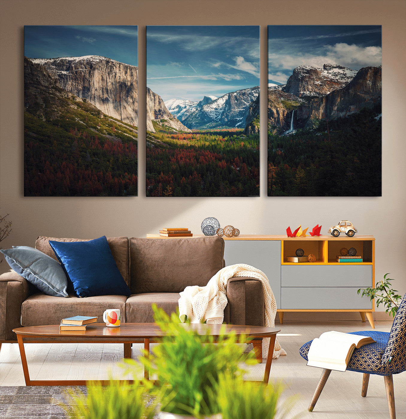 15244033-MGV-CV-36X24-Yosemite National Park Wall Art Canvas Print – Framed Mountain Landscape El Capitan Rustic Nature Artwork for Home, Office
