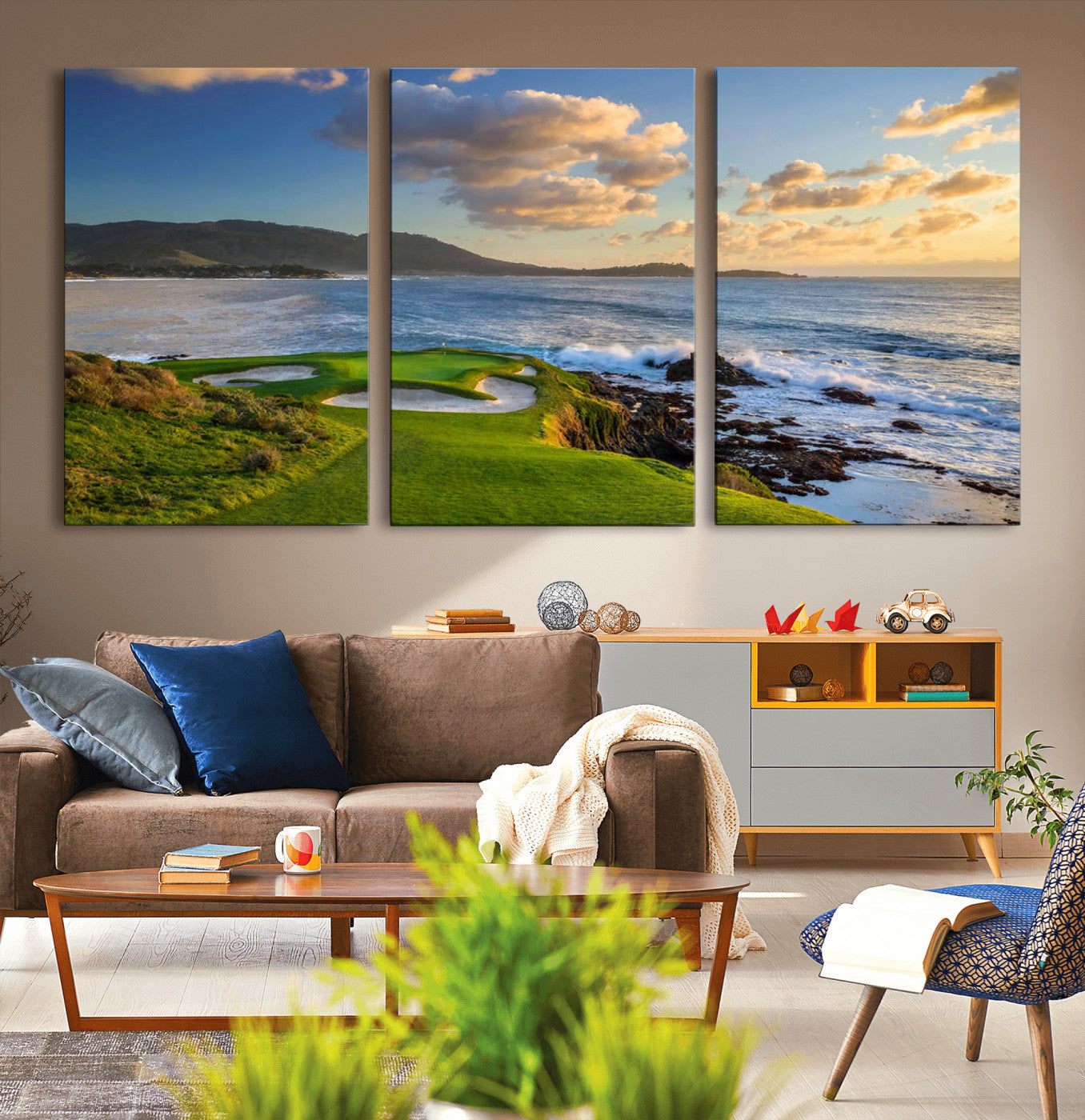 50107048-MGV-CV-36X24-Pebble Beach Golf Links Wall Art Canvas Print – Iconic Coastal Golf Course Artwork for Home, Office, Living Room