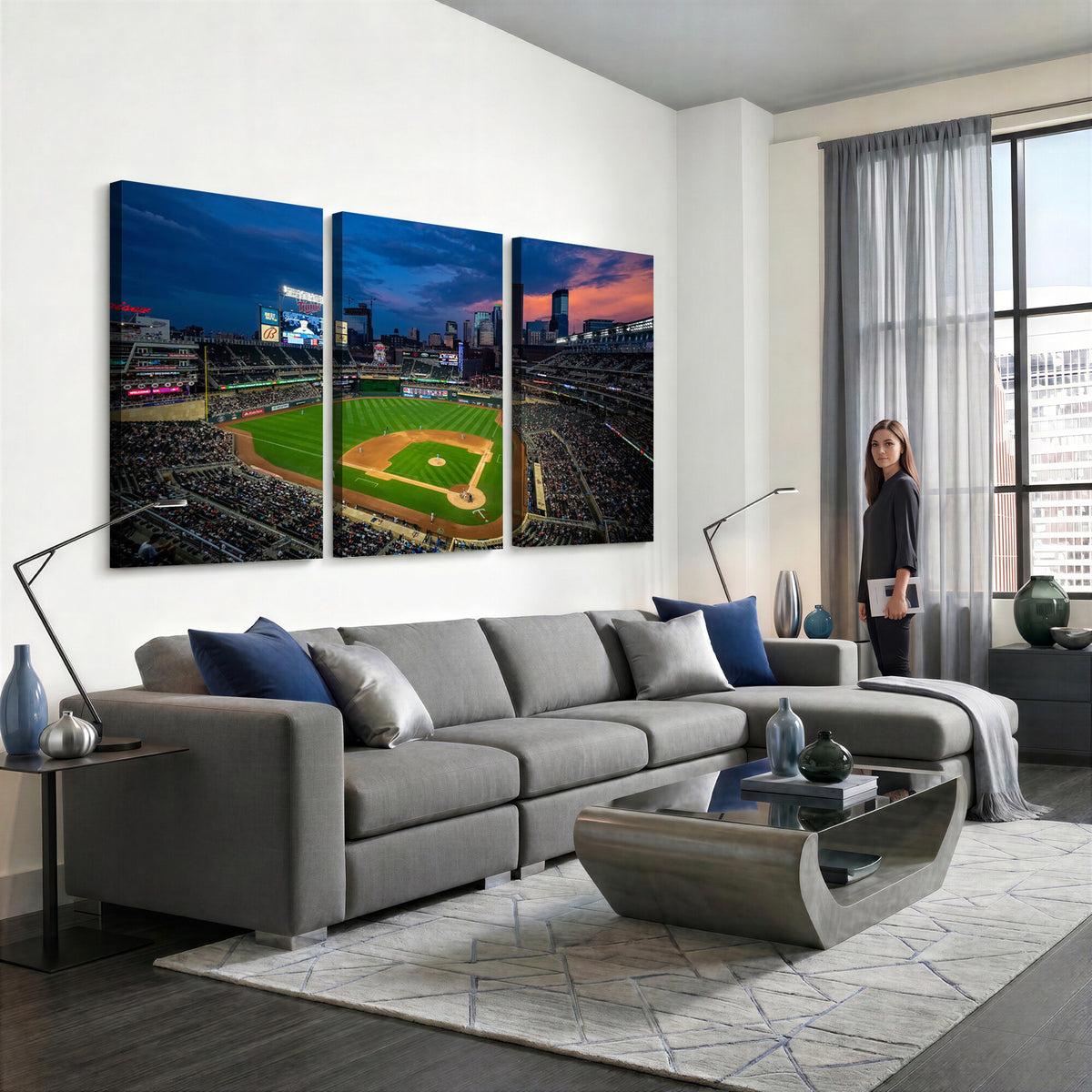 68222753-MGV-CV-36X24 - Target Field Wall Art Canvas Print, Baseball Stadium Scene