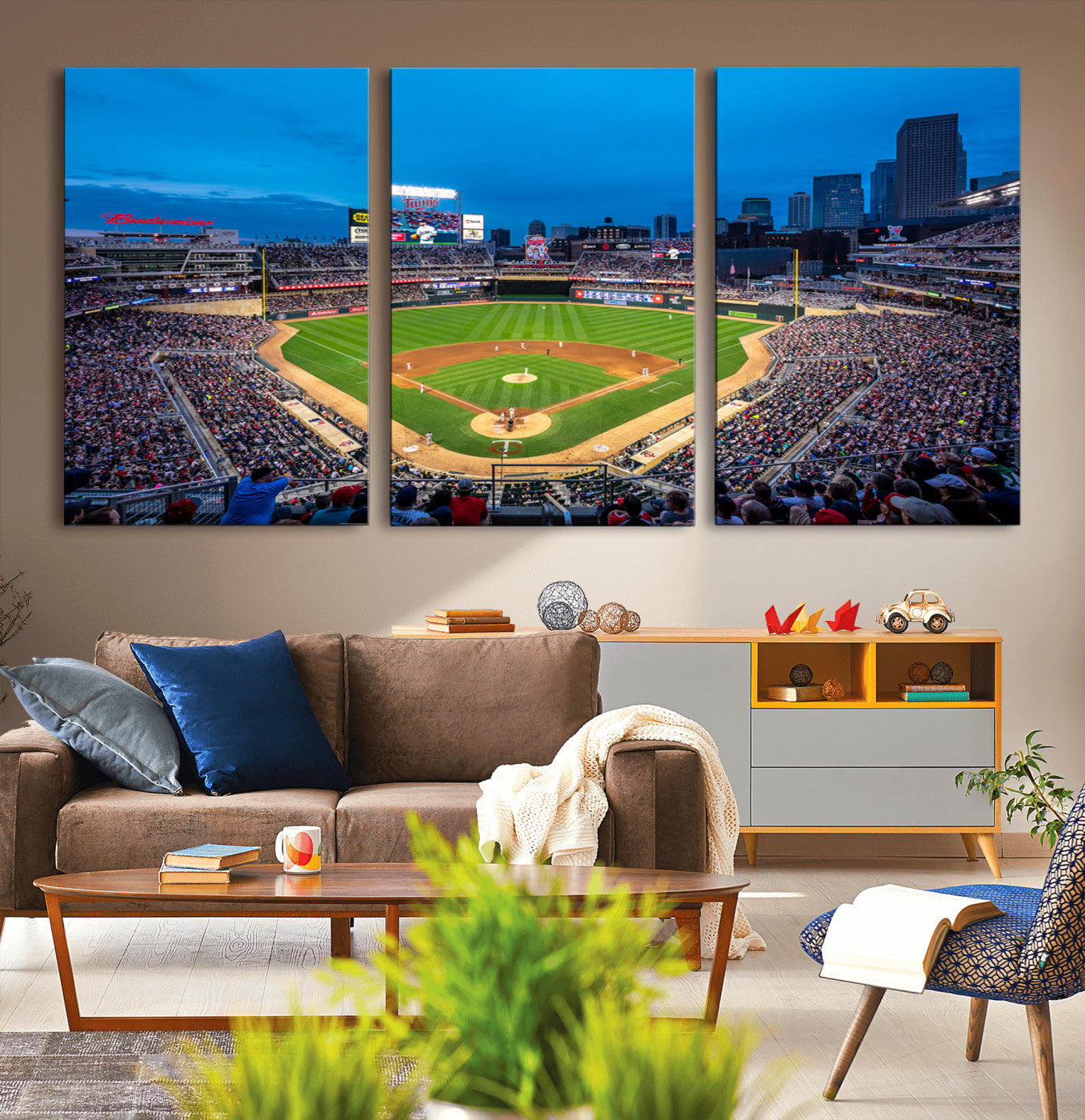 77273035-MGV-CV-36X24-Target Field Stadium Wall Art Canvas Print – Minnesota Twins Baseball Team Iconic Ballpark Scene for home, office