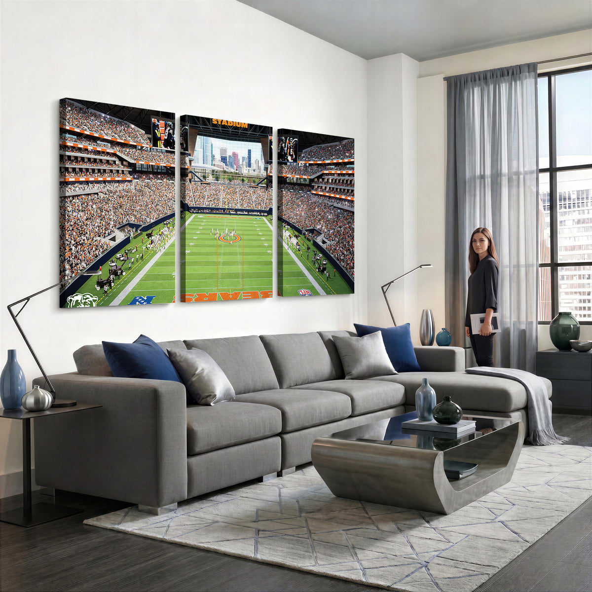 76935553-PAN-FL-20X10 - Chicago Bears Soldiers Field Wall Art Canvas Print, Home Office Wall Decor