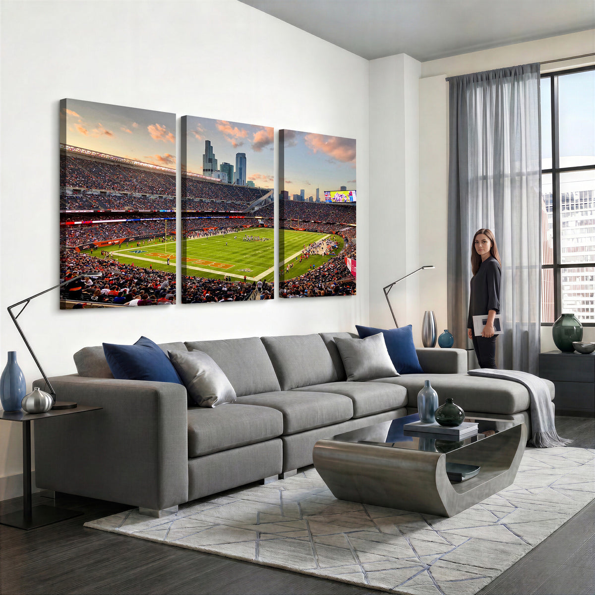 55377093-PAN-FL-20X10 - Chicago Bears Soldiers Field Wall Art Canvas Print, Man Cave Wall Decor
