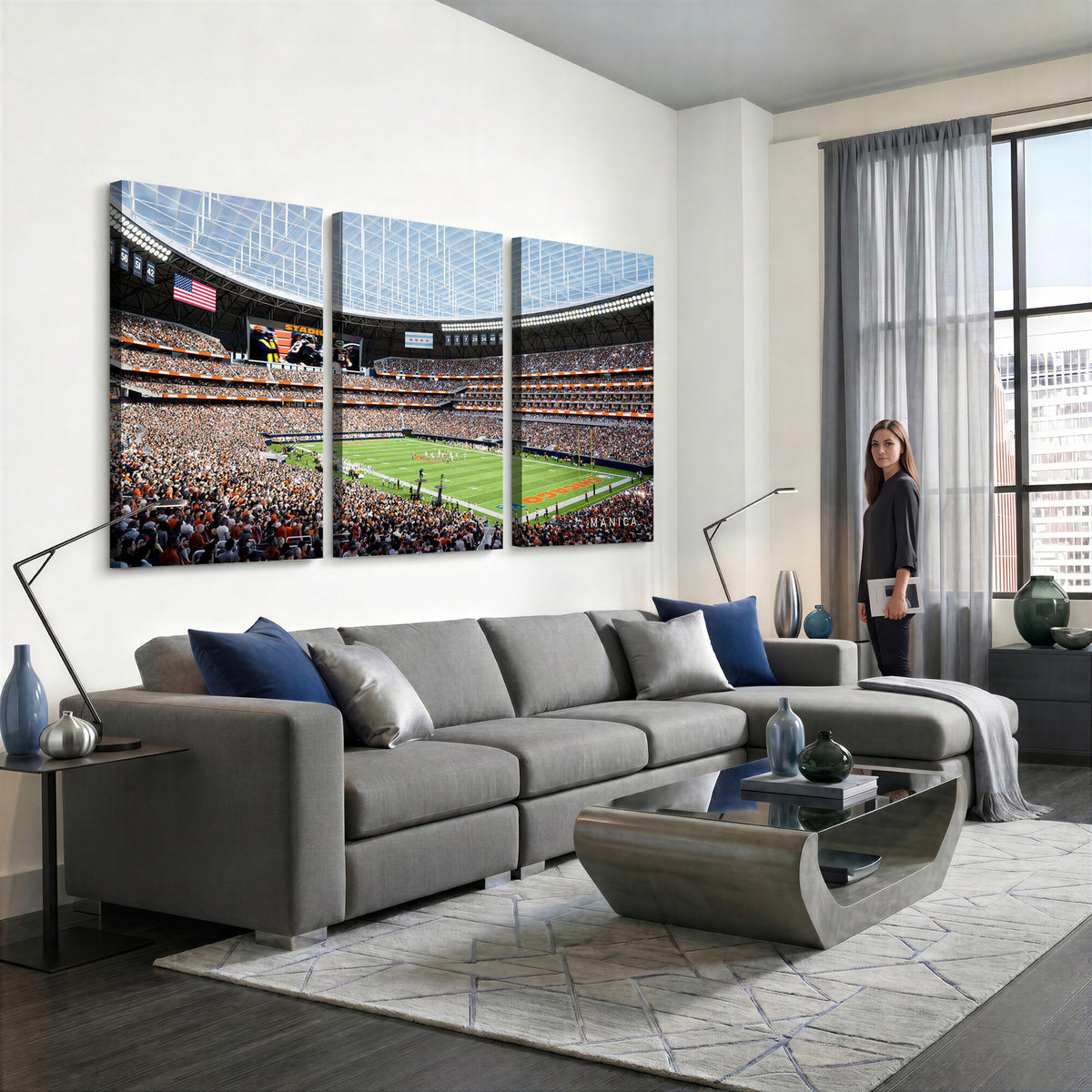 32530647-PAN-FL-20X10 - Chicago Bears Soldiers Field Wall Art Canvas Print, Framed and Ready to Hang