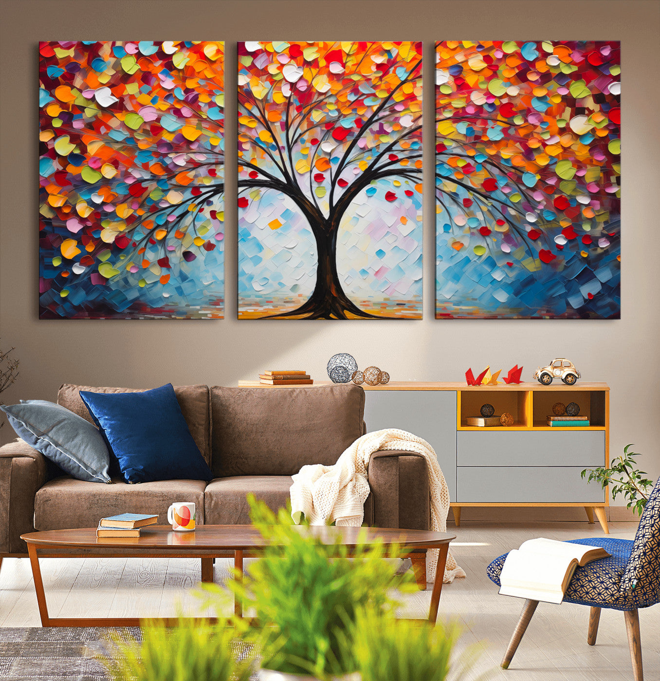 HS2447-MGV-CV-36X24-Vibrant Tree of Life Canvas Wall Art – Colorful Abstract Nature in Modern Decor - Ready to Hang