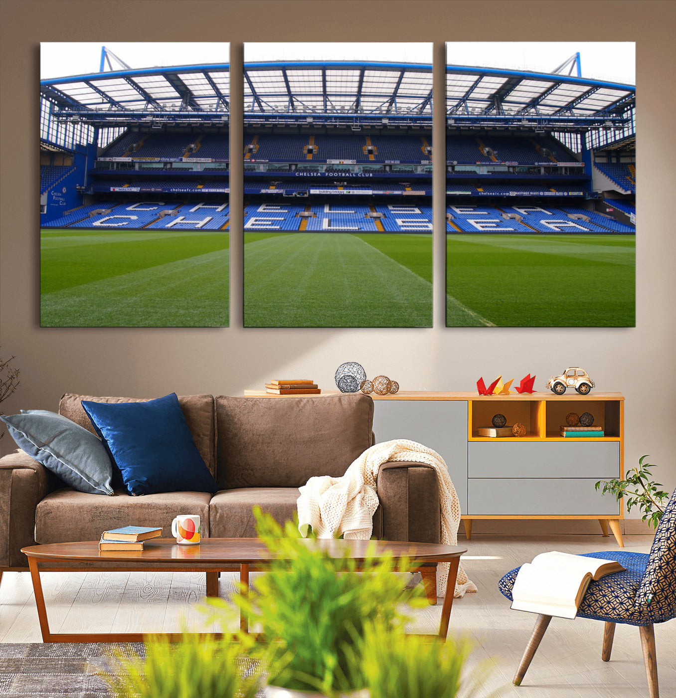 38616413CHELSA-MGV-CV-36X24-Stamford Bridge Chelsea Football Stadium Canvas Wall Art Print – Immersive Stadium Experience for