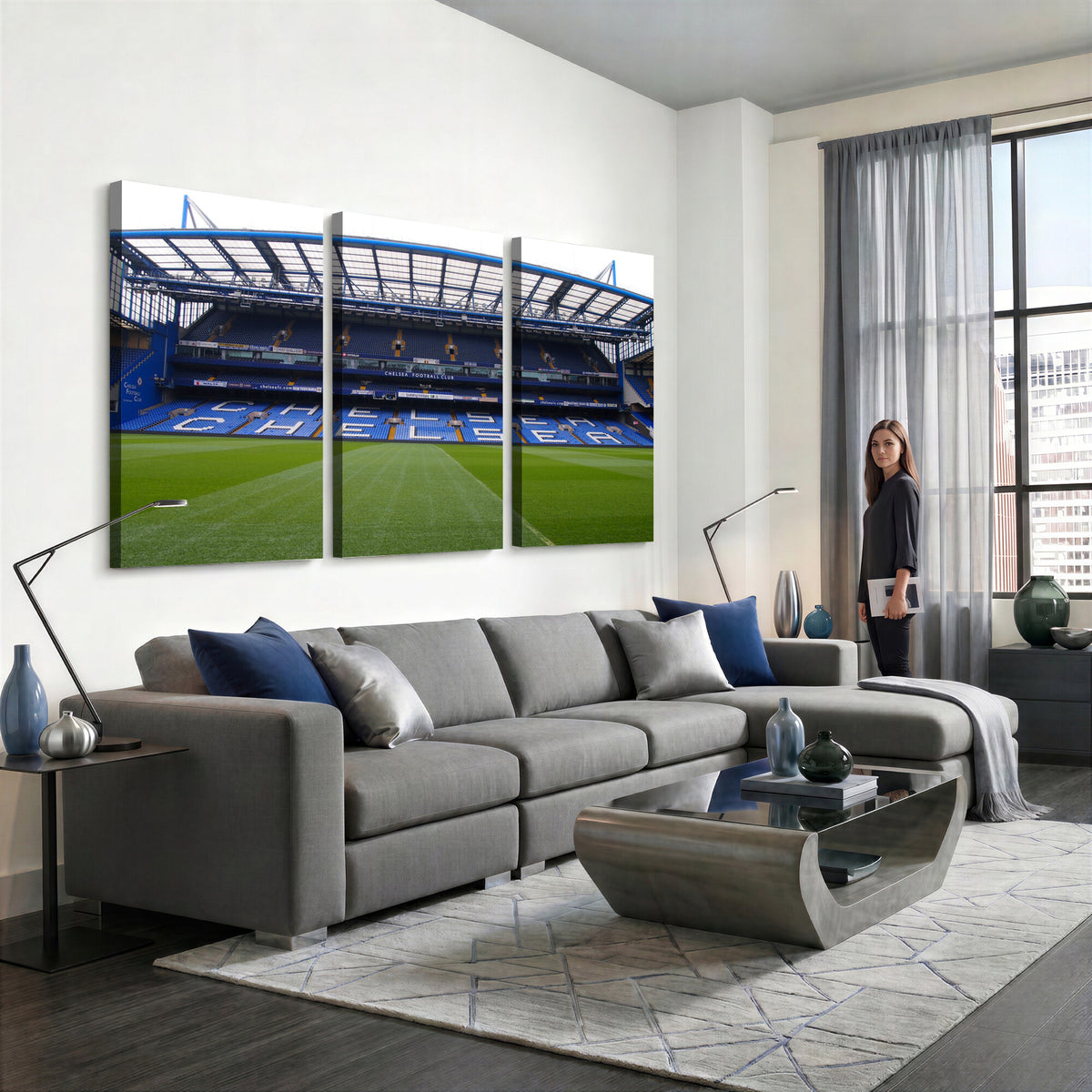 38616413CHELSA-MGV-CV-36X24 - Stamford Bridge Chelsea Football Stadium Canvas Wall Art