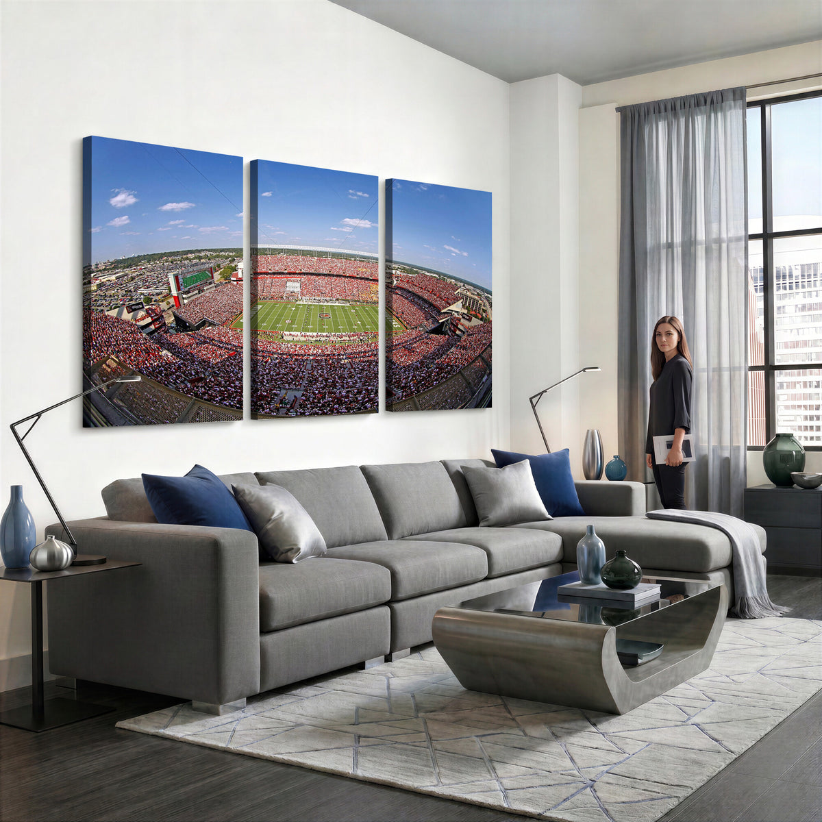 29492070-MGV-CV-36X24 - William Brice Stadium Wall Art Canvas Print, Stadium Crowd on Football Game Day