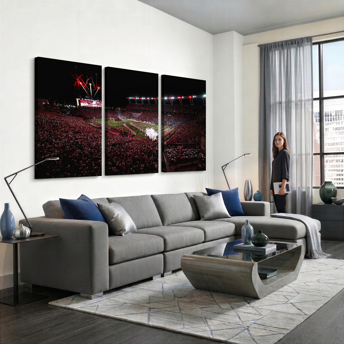 60690191-MGV-CV-36X24 - William Brice Stadium Wall Art Print, Baseball Game Room