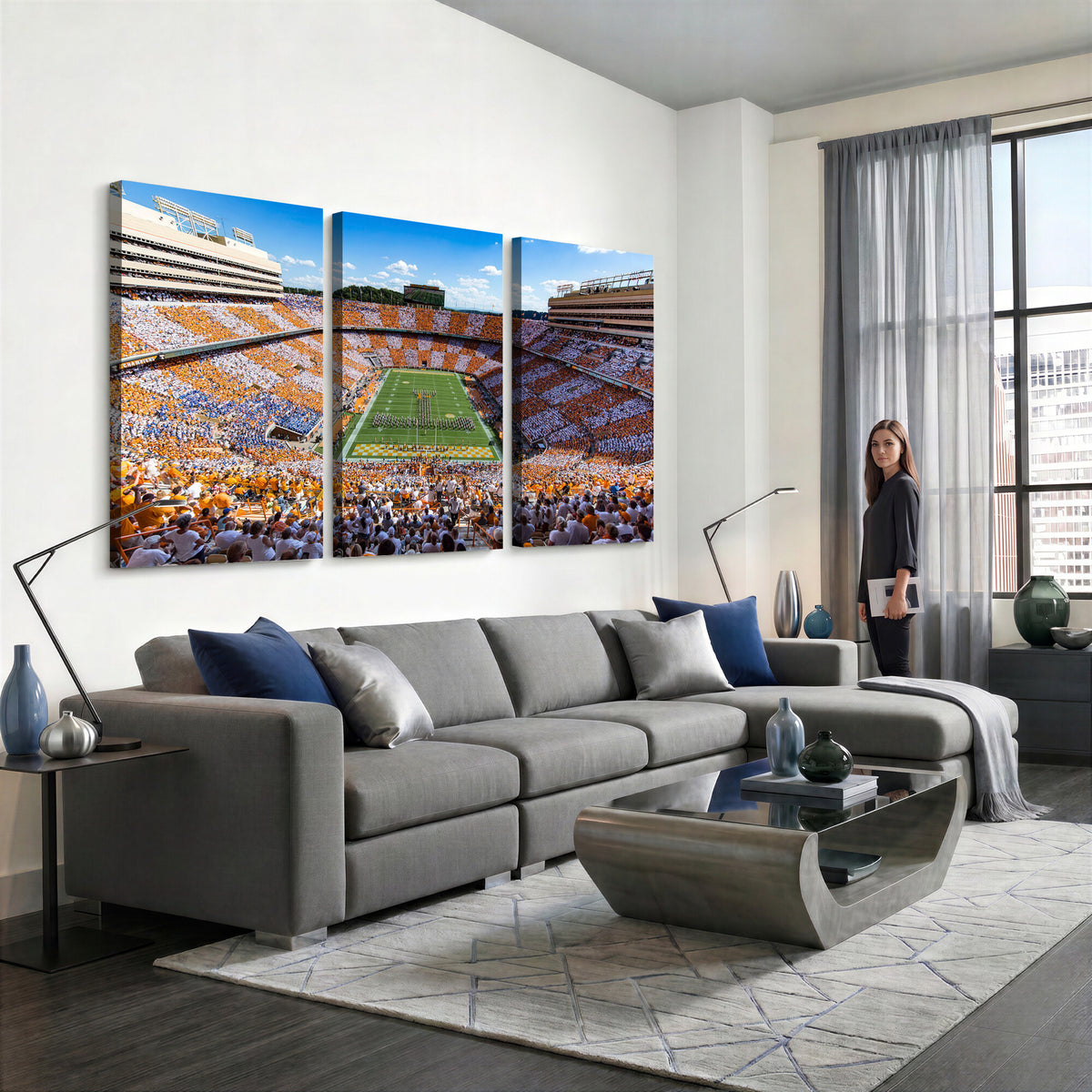 77097951-MGV-CV-36X24 - Tennessee Neyland Stadium Wall Art, Sports Arena Canvas, Extra Large Game Room Wall Decor