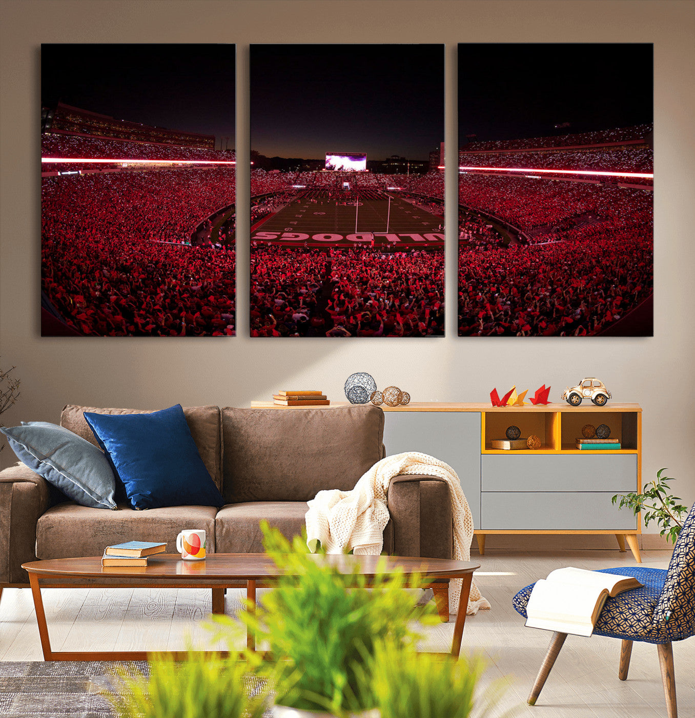 Dooley Stadium Wall Art Print, Sports Arena Canvas Wall Art, Dooley Field at Sanford Stadium Canvas Print, Modern Athletic Field Art Printing