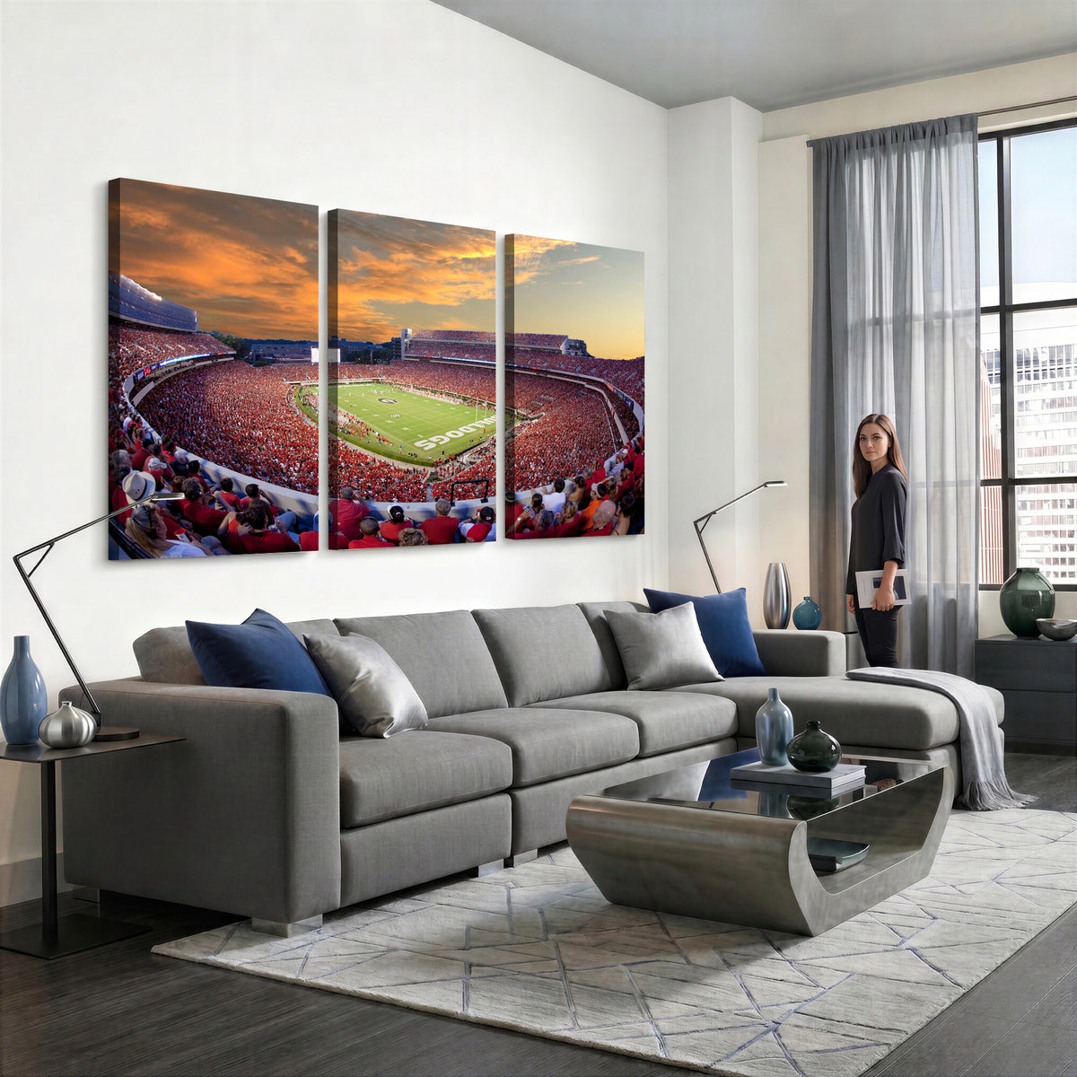 73680988-MGV-CV-36X24 - Dooley Stadium Wall Art, Sports Arena Canvas Print, Dooley Field, Framed and Ready to Hang