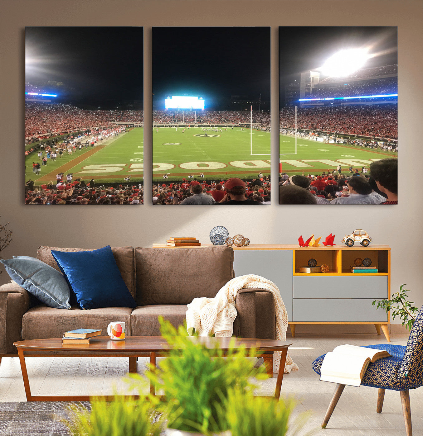 16230786-MGV-CV-60X30-3P - Dooley Stadium Wall Art, Sports Arena Panoramic Canvas Print, Modern Stadium Landscape Artwork for Home, Office