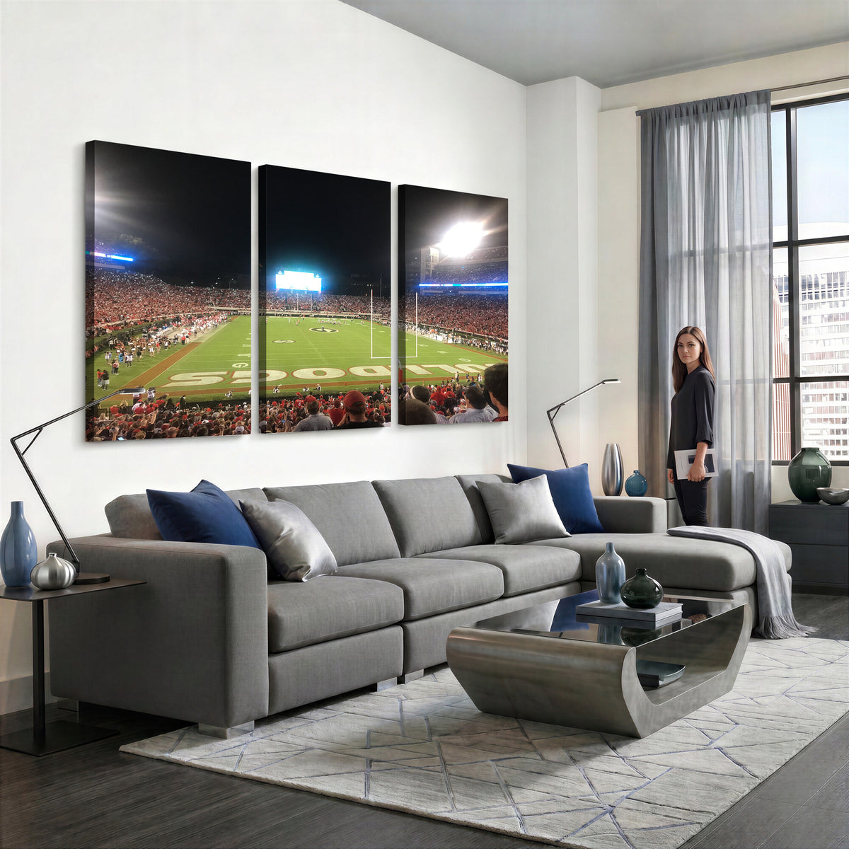 16230786-MGV-CV-36X24 - Dooley Stadium Wall Art, Sports Arena Panoramic Canvas Print, Modern Stadium Landscape Artwork for Home, Office