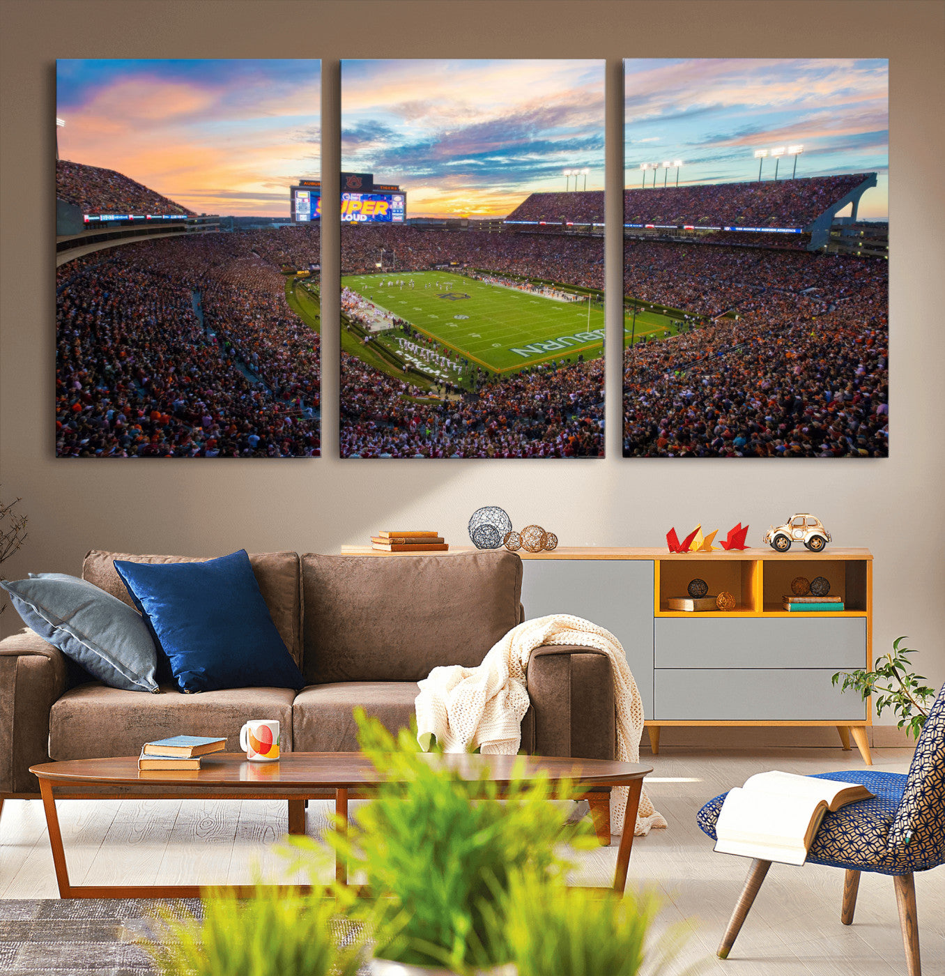 29755746-MGV-CV-36X24-Jordan-Hare Stadium Wall Art Canvas Print, Football Stadium Aerial View, College Sports Art for Man Cave or Game Room