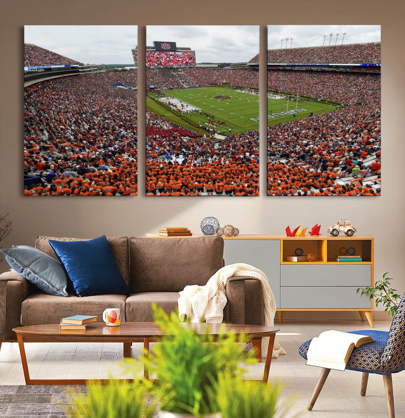 39597998-MGV-CV-36X24-Jordan-Hare Stadium Wall Art Canvas Print, College Sports Art for Man Cave or Game Room, Framed Alabama Football Decor