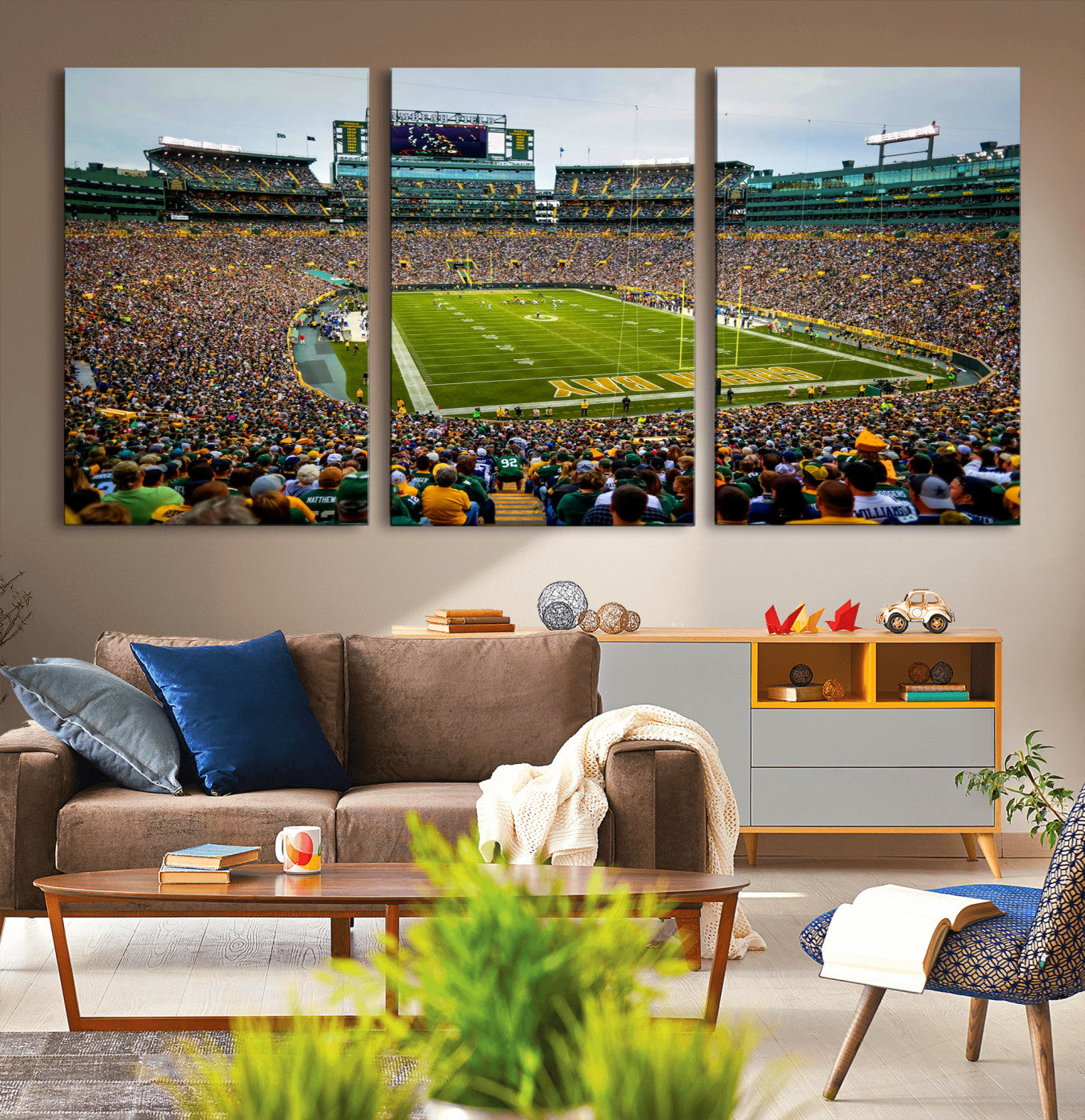 GBP101-MGV-CV-60X30-3P - Green Bay Packers Lambeau Field Stadium Wall Art Canvas Print, Iconic NFL Football Stadium Artwork, Wisconsin Sports Home Decor
