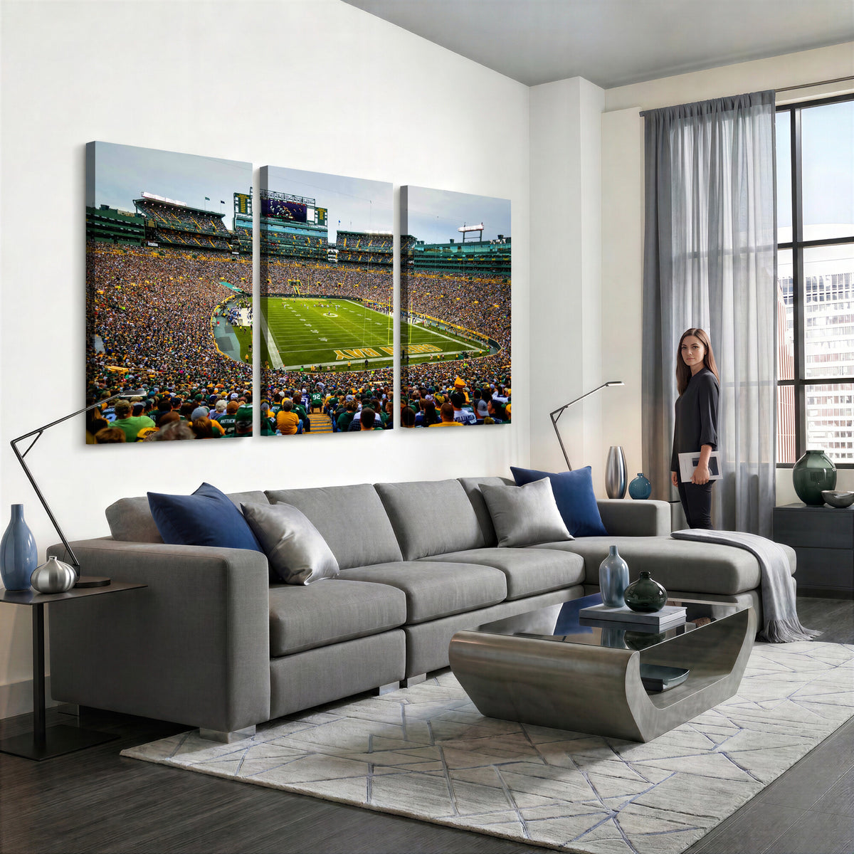 GBP101-MGV-CV-36X24 - Green Bay Packers Lambeau Field Stadium Wall Art Canvas Print